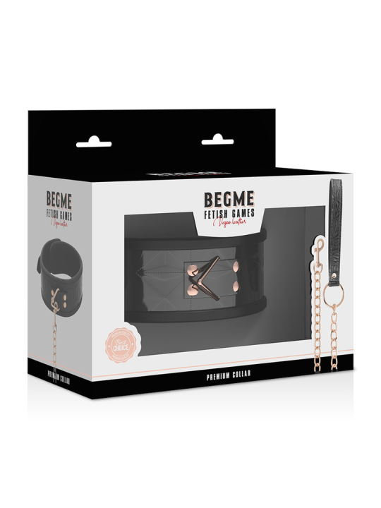 BEGME - BLACK EDITION COLLAR CUERO VEGANO CON FORRO DE NEOPRENO