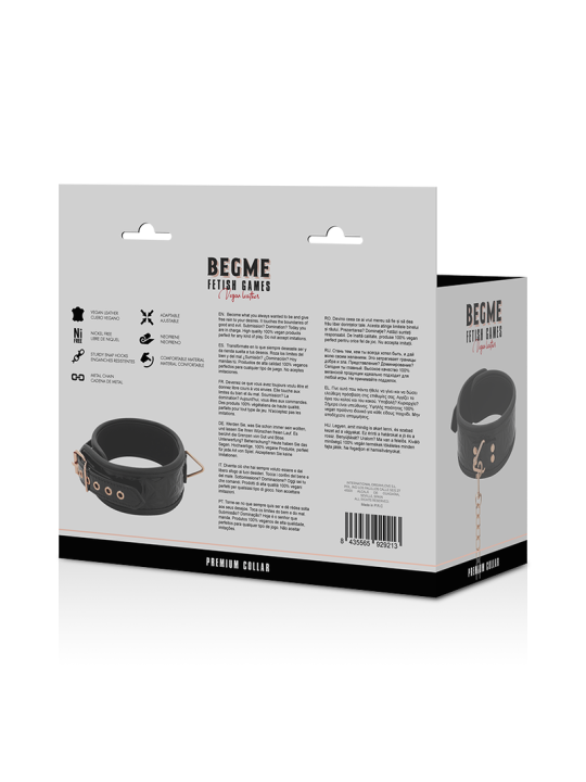 BEGME - BLACK EDITION COLLAR CUERO VEGANO CON FORRO DE NEOPRENO