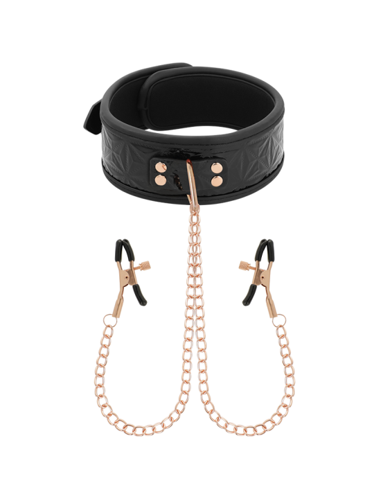 BEGME - BLACK EDITION COLLAR CON CADENAS Y PINZAS PEZONES CON FORRO DE NEOPRENO