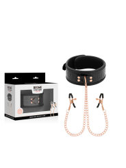 BEGME - BLACK EDITION COLLAR CON CADENAS Y PINZAS PEZONES CON FORRO DE NEOPRENO