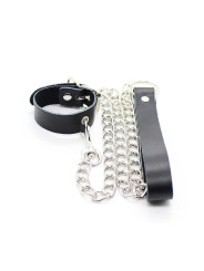 OHMAMA FETISH - COLLAR PARA PENE Y CORREA PIEL CON CADENA METALICA