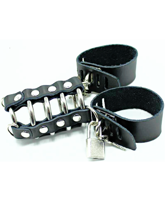 OHMAMA FETISH - JAULA PENE CON ANILLAS METALICAS Y CORREAS PIEL