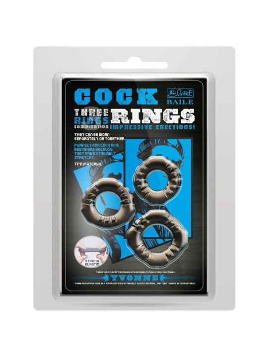 BAILE - COCK RINGS YVONNE SET 3 ANILLOS PENE