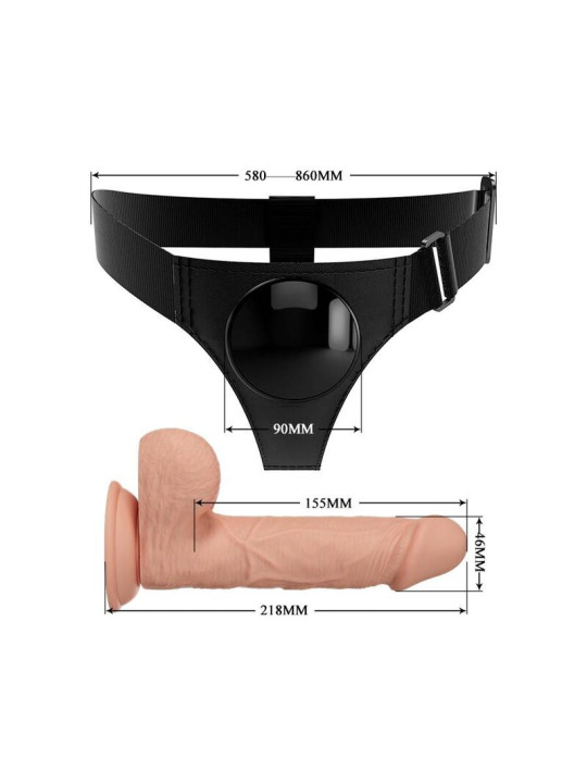PRETTY LOVE - HARNESS BRIEFS ARNÉS UNIVERSAL CON DILDO JERRY 21.8 CM NATURAL