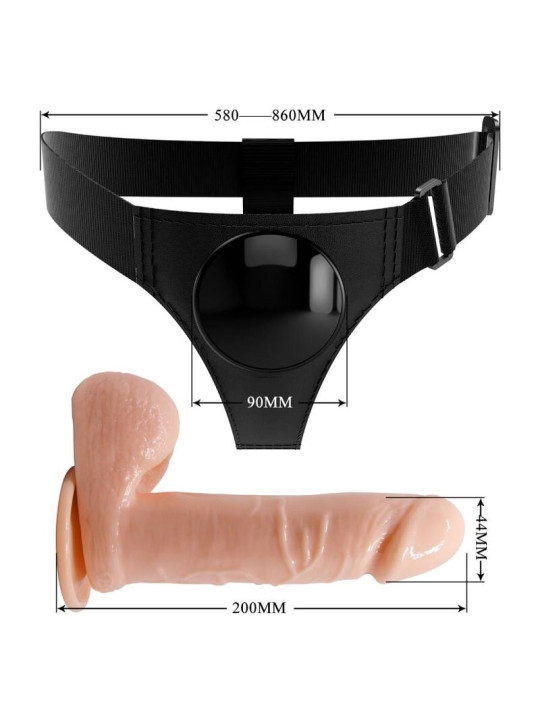 PRETTY LOVE - HARNESS BRIEFS ARNÉS UNIVERSAL CON DILDO TOM 20 CM NATURAL