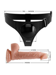 PRETTY LOVE - HARNESS BRIEFS ARNÉS UNIVERSAL CON DILDO KEVIN 19 CM NATURAL