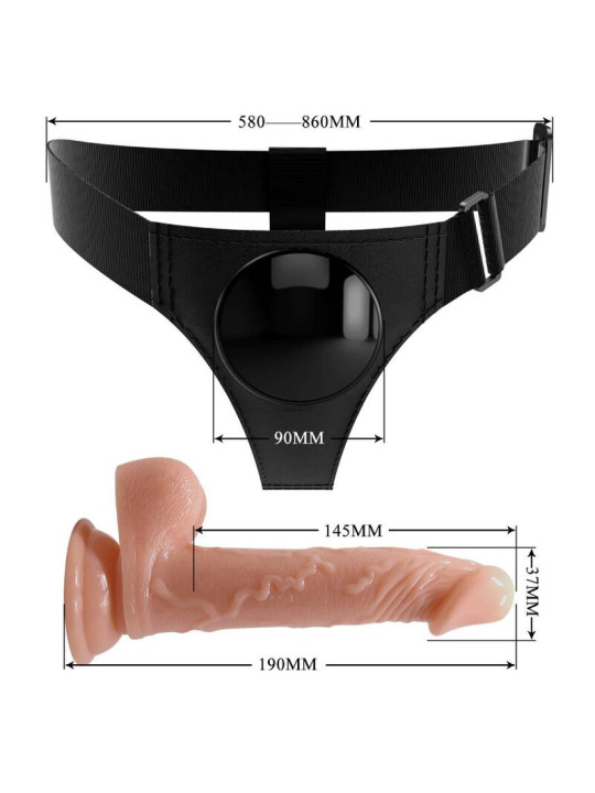 PRETTY LOVE - HARNESS BRIEFS ARNÉS UNIVERSAL CON DILDO KEVIN 19 CM NATURAL