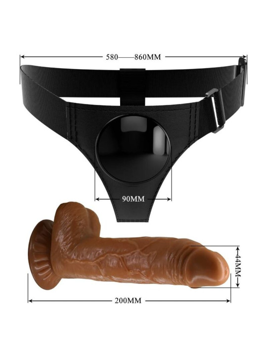 PRETTY LOVE - HARNESS BRIEFS ARNÉS UNIVERSAL CON DILDO MICHEAL 20 CM NEGRO