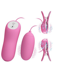 PRETTY LOVE - PINZAS CON VIBRACIÓN Y ELETROSHOCK ROSA