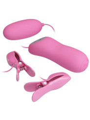 PRETTY LOVE - PINZAS CON VIBRACIÓN Y ELETROSHOCK ROSA