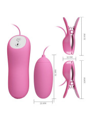 PRETTY LOVE - PINZAS CON VIBRACIÓN Y ELETROSHOCK ROSA