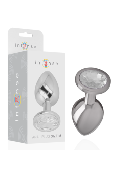 INTENSE - PLUG ANAL METAL ALUMINIO CON CRISTAL PLATA TALLA M