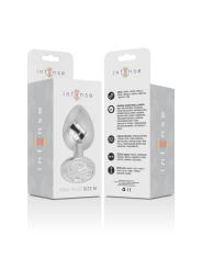 INTENSE - PLUG ANAL METAL ALUMINIO CON CRISTAL PLATA TALLA M