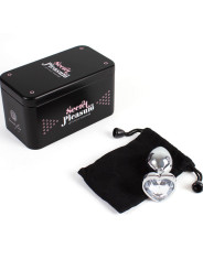 SECRETPLAY - METAL BUTT PLUG CORAZÓN TRANSPARENTE TALLA S 7 CM
