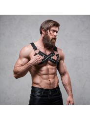 FETISH SUBMISSIVE ATTITUDE - ARNÉS BULLDOG AJUSTABLE NEOPRENO PECHO CRUZADO CON CREMALLERAS HOMBRE