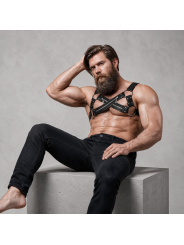 FETISH SUBMISSIVE ATTITUDE - ARNÉS BULLDOG AJUSTABLE NEOPRENO PECHO CRUZADO CON CREMALLERAS HOMBRE