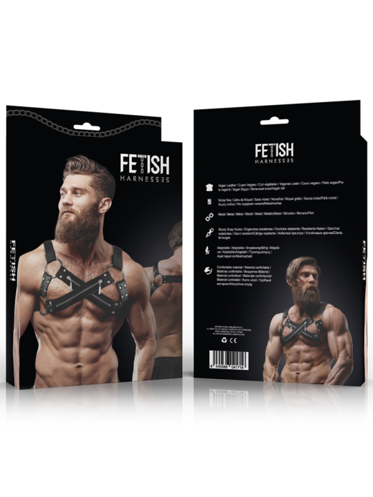 FETISH SUBMISSIVE ATTITUDE - ARNÉS BULLDOG AJUSTABLE NEOPRENO PECHO CRUZADO CON CREMALLERAS HOMBRE