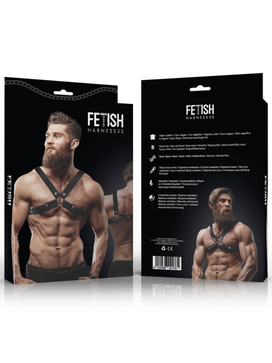 FETISH SUBMISSIVE ATTITUDE - ARNÉS BULLDOG AJUSTABLE ECOPIEL PECHO CRUZADO HOMBRE