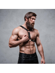 FETISH SUBMISSIVE ATTITUDE - ARNÉS ECOPIEL PECHO CON DOBLE SUJECIÓN Y TACHUELAS HOMBRE