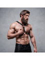 FETISH SUBMISSIVE ATTITUDE - ARNÉS ECOPIEL PECHO CON DOBLE SUJECIÓN Y TACHUELAS HOMBRE