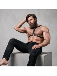 FETISH SUBMISSIVE ATTITUDE - ARNÉS ECOPIEL PECHO CON DOBLE SUJECIÓN Y TACHUELAS HOMBRE