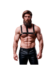FETISH SUBMISSIVE ATTITUDE - ARNÉS AJUSTABLE ECOPIEL PECHO CON COLLAR HOMBRE