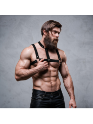FETISH SUBMISSIVE ATTITUDE - ARNÉS AJUSTABLE ECOPIEL PECHO CON COLLAR HOMBRE