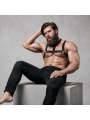 FETISH SUBMISSIVE ATTITUDE - ARNÉS AJUSTABLE ECOPIEL PECHO CON COLLAR HOMBRE