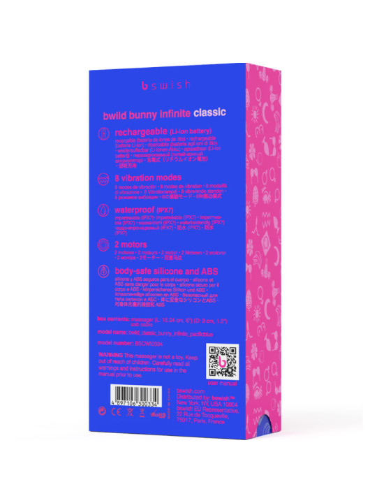 B SWISH - BWILD BUNNY INFINITE CLASSIC VIBRADOR RECARGABLE SILICONA AZUL