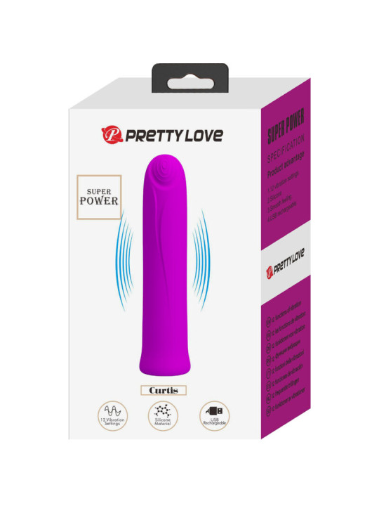 PRETTY LOVE - CURTIS MINI VIBRADOR SUPER POWER 12 VIBRACIONES SILICONA VIOLETA