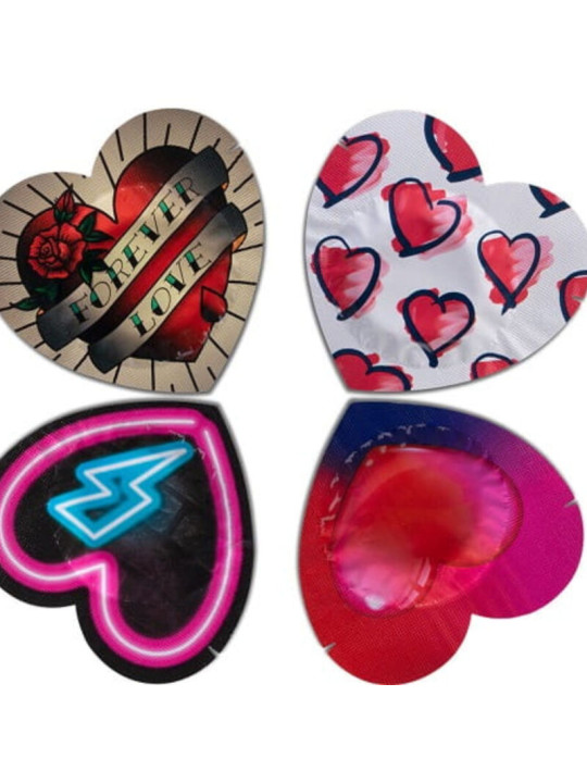 PASANTE - PRESERVATIVO ROJO FORMA CORAZON BOLSA 144 UNIDADES