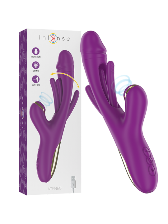 INTENSE - ATENEO VIBRADOR MULTIFUNCIÓN RECARGABLE 7 VIBRACIÓNES CON LENGUA OSCILANTE Y SUCCIONADOR MORADO