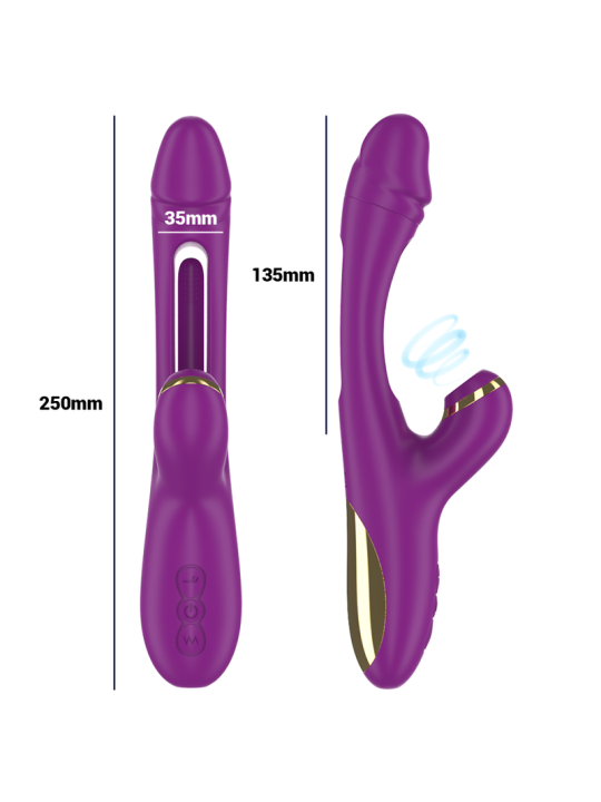 INTENSE - ATENEO VIBRADOR MULTIFUNCIÓN RECARGABLE 7 VIBRACIÓNES CON LENGUA OSCILANTE Y SUCCIONADOR MORADO