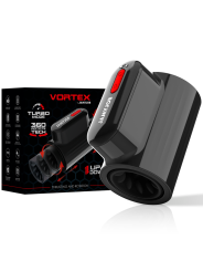 Jamyjob Vortex junto a su caja Turbo Mode, con la manga texturada y el botón rojo a la vista
