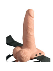 FETISH FANTASY SERIES - ARNÉS AJUSTABLE CONTROL REMOTO PENE REALÍSTICO CON TESTÍCULOS RECARGABLE Y VIBRADOR 15 CM