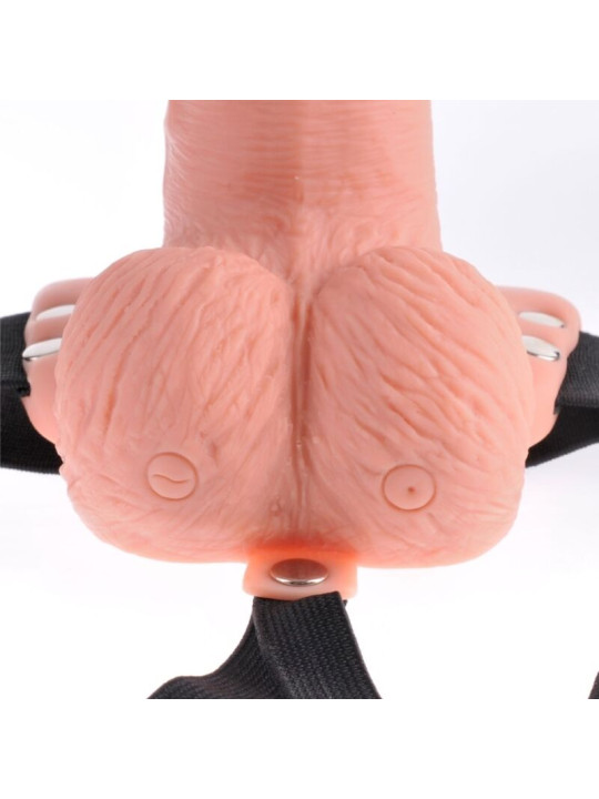 FETISH FANTASY SERIES - ARNÉS AJUSTABLE CONTROL REMOTO PENE REALÍSTICO CON TESTÍCULOS RECARGABLE Y VIBRADOR 15 CM