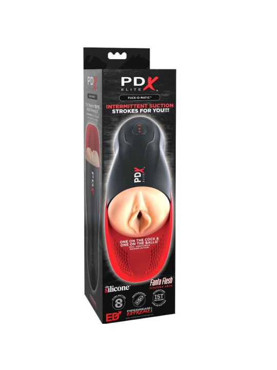 PDX ELITE - MASTURBADOR STROKER FUCK-O-MATIC VAGINA DOBLE VIBRACIÓN PENE & TESTÍCULOS