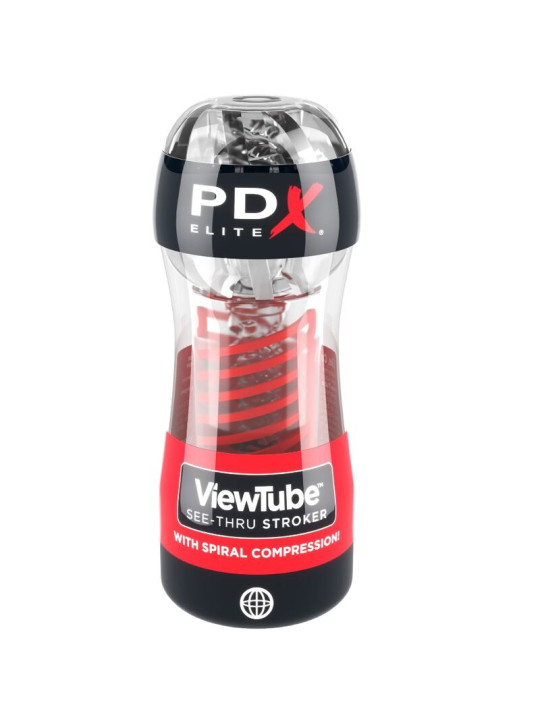 PDX ELITE - MASTURBADOR STROKER VIEWTUBE 2 COMPRESION ESPIRAL TRANSPARENTE