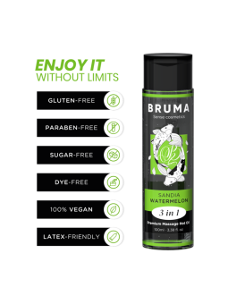 BRUMA - ACEITE DE MASAJE PREMIUM EFECTO CALOR SABOR SANDÍA 3 EN 1 - 100 ML