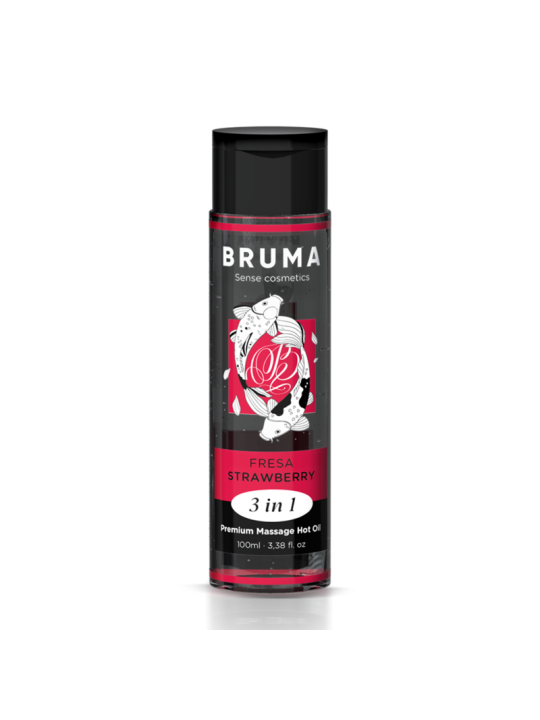 BRUMA - ACEITE DE MASAJE PREMIUM EFECTO CALOR SABOR FRESA 3 EN 1 - 100 ML