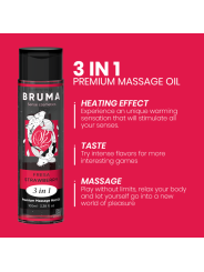 BRUMA - ACEITE DE MASAJE PREMIUM EFECTO CALOR SABOR FRESA 3 EN 1 - 100 ML