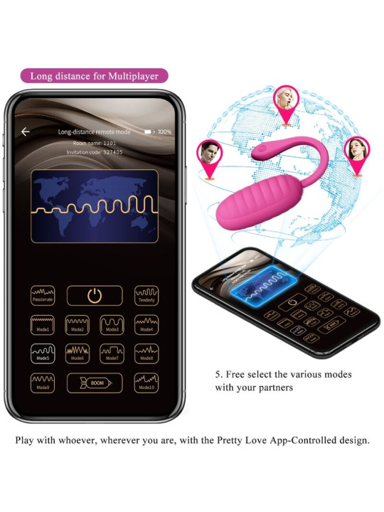 PRETTY LOVE - CATALINA HUEVO VIBRADOR RECARGABLE ROSA APP GRATUITA