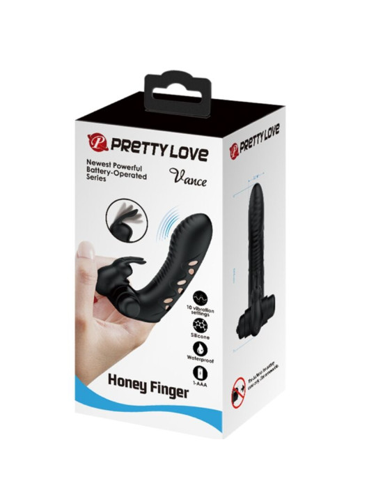PRETTY LOVE - VANCE FUNDA DEDO VIBRADOR CONEJO NEGRO