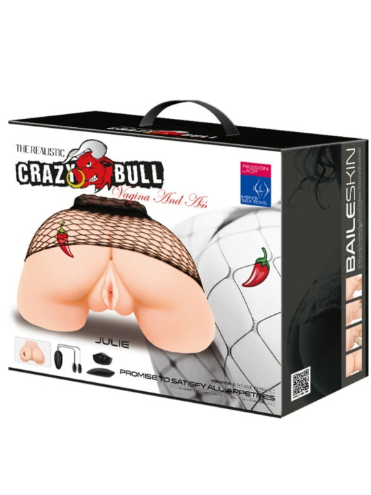 CRAZY BULL - VAGINA Y ANO CON MALLA REALISTA CON VIBRACIÓN