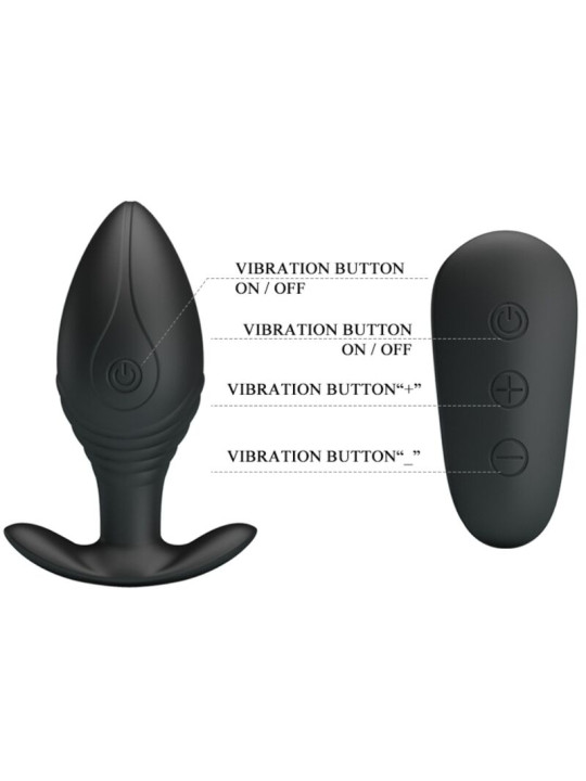 PRETTY LOVE - REGINA PLUG ANAL VIBRADOR RECARGABLE NEGRO