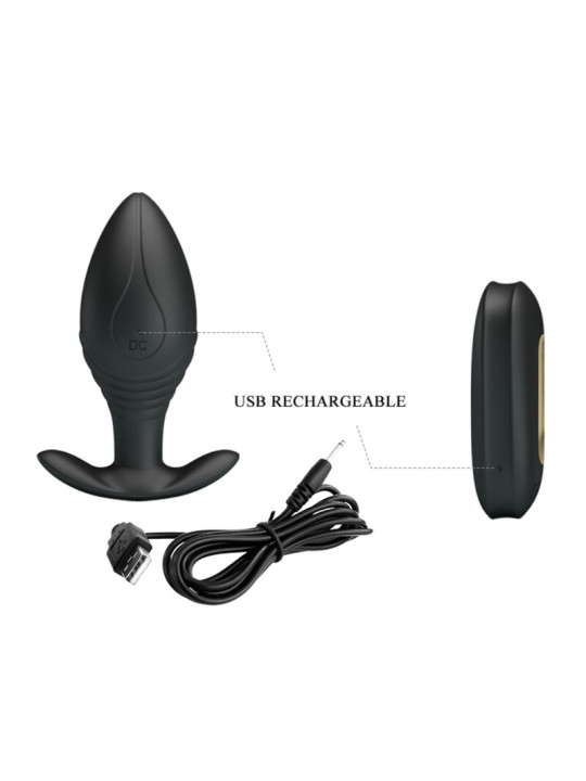 PRETTY LOVE - REGINA PLUG ANAL VIBRADOR RECARGABLE NEGRO