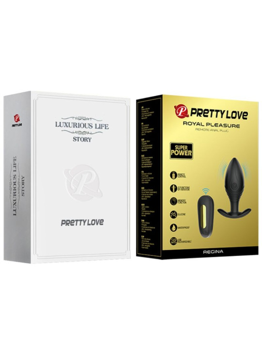 PRETTY LOVE - REGINA PLUG ANAL VIBRADOR RECARGABLE NEGRO