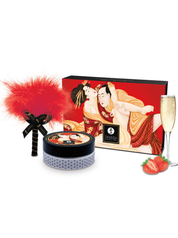 SHUNGA - KIT POLVOS DE MASAJE COMESTIBLE FRESA