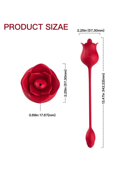 ARMONY - ROSA VIBRADOR ESTIMULADOR CLÍTORIS CON COLA 10 MODOS ROJO