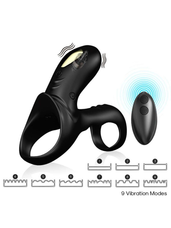 ARMONY - RANGER ANILLO DOBLE VIBRADOR PAREJA NEGRO